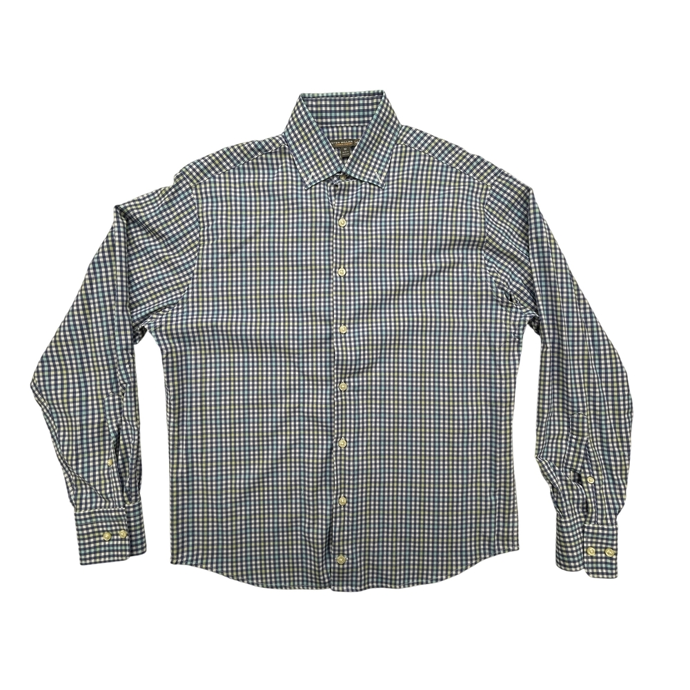 Peter Millar Shirt Mens Medium Summer Comfort Stretch Dress Plaid Button Down